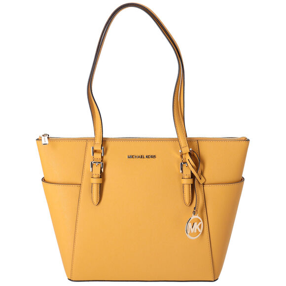 Michael Kors Charlotte Large Top Zip Leather Tote Golden Rod Yellow - Picture 1 of 5